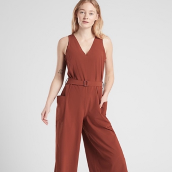 Athleta Pants - NWT ATHLETA sarasota jumpsuit size small rustic brown maroon color pockets